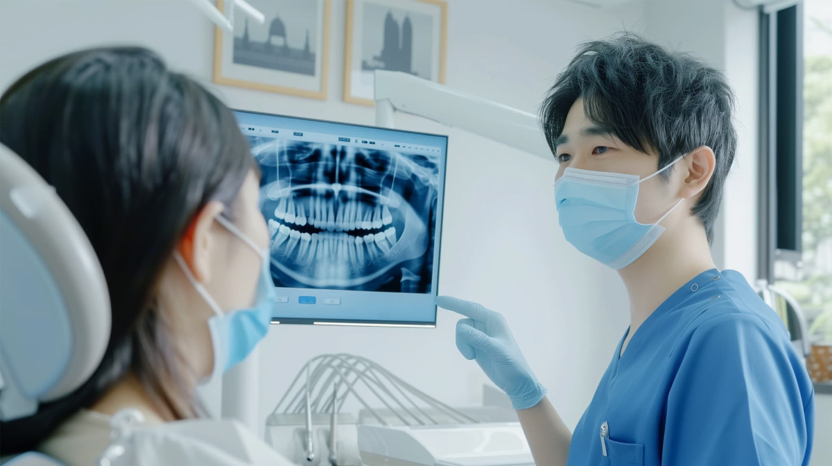 専門医と治療について相談している患者